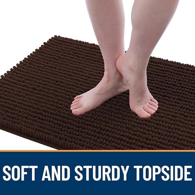 OLANLY Dog Door Mat for Muddy Paws 34x21, Ultra Absorbent Chenille Mud Doormat, Non-Slip Washable and Dirt Trapping Doormat for Indoor Entryway, Quick-Dry Indoor Pet Bed Mats for Dogs, Brown