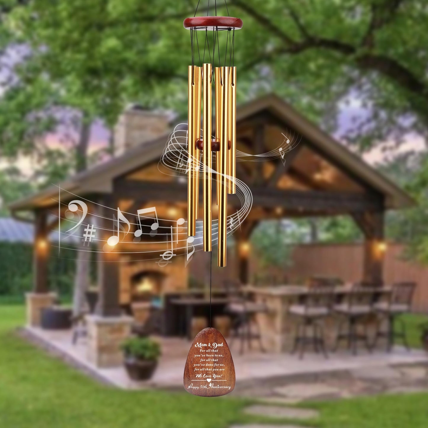 50th Anniversary Present for Parents, Happy 50th Anniversary Wind Chime, Parents 50 Years of Marriage, Mom and Dad Golden Wedding Gifts for Mom and Dad Parents