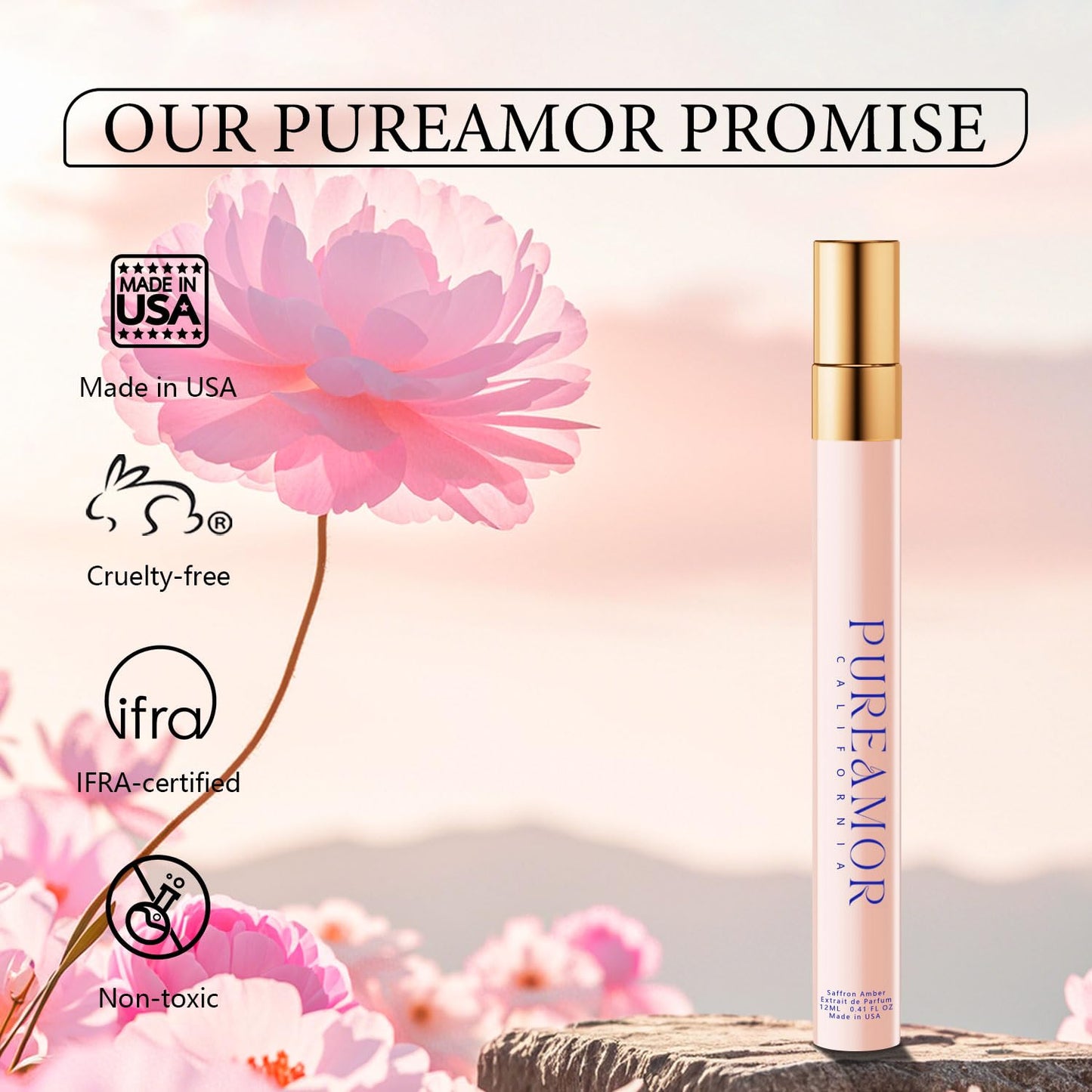 PUREAMOR Pheromones Perfumes for Women, Saffron Amber Perfume, Long Lasting Eau De Parfum, Advanced Fragrance Perfume for Women, 0.41 fl. Travel Perfumes Spray