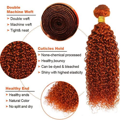 Giginger Brazilian Human Hair Bundles 18 20 22 inch Orange Jerry Curly Bundles 350 Color Human Hair Ginger Orange Unprocessed Virgin Quick Weave Hair for Black Women