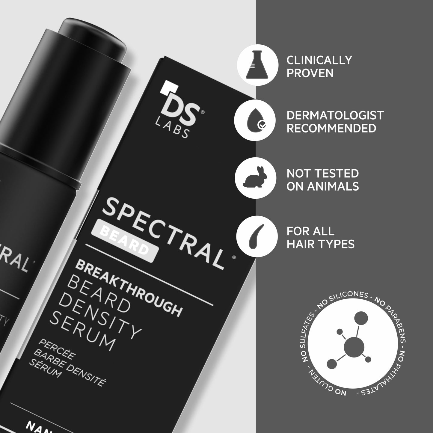 DS Labs Spectral.BRD Beard Conditioning Serum, 30mL - Supports Thicker, Fuller, Looking Facial Hair, With Nanoxidil, Biotin, Nia