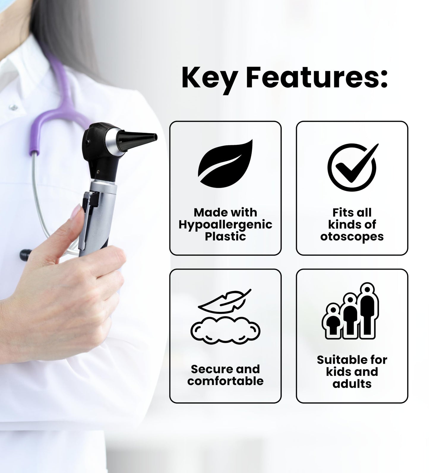 Zyrev ZetaLife Otoscope Cover Plastic Otoscope Specula Tips, Disposable Ear Specula Pack of 50 2.5/4 mm Disposable Covers