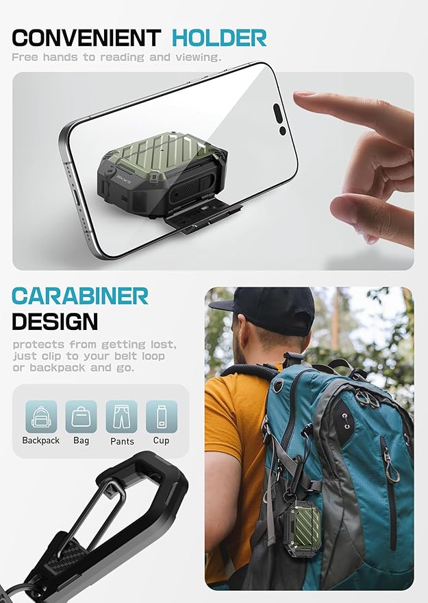 SUPCASE for AirPods Pro 3 Case with Lock & Carabiner, [IP68 Waterproof] [Military-Grade Protection] [Supports Wireless Charging] Anti-Scratch Hard Shell Cover for AirPods Pro 3rd Gen, Guldan
