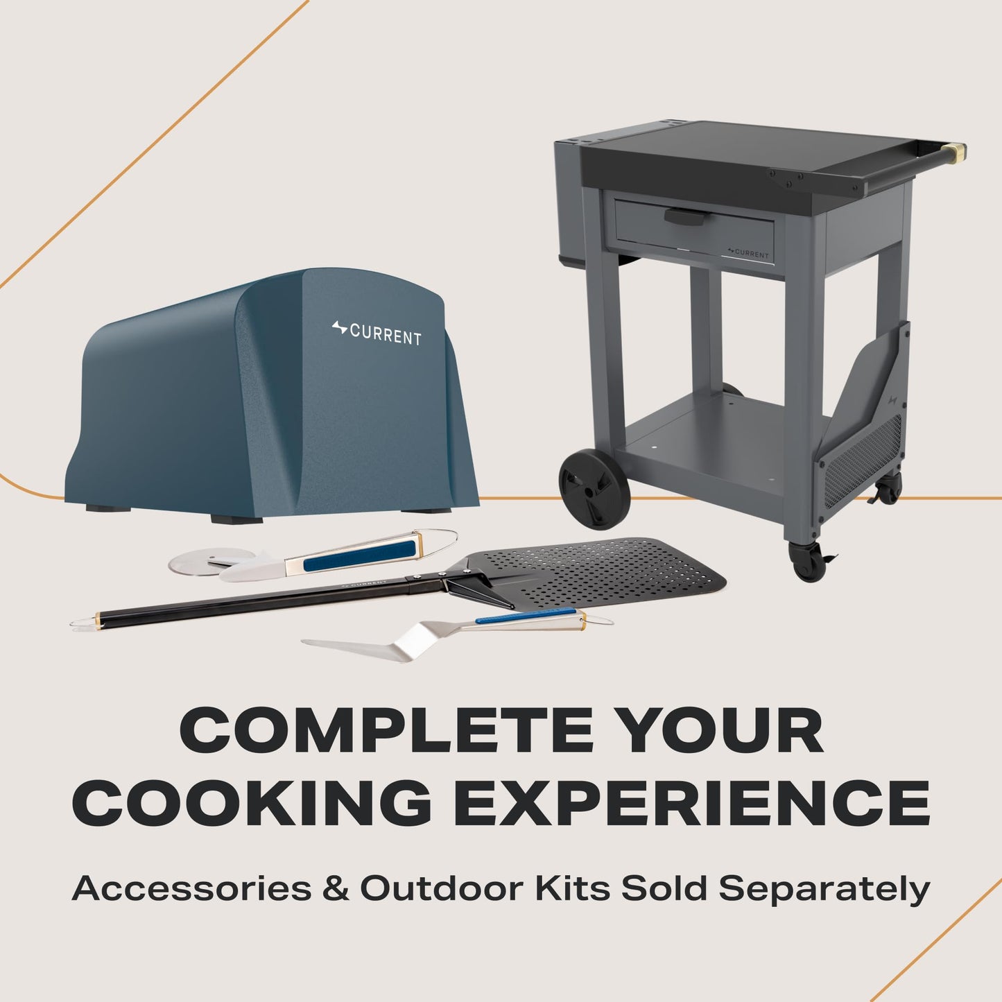 Current® Model P Smart Electric Pizza Oven, 12-Inch, 850°F Max, 5 Cooking Modes, App Connectivity for Temperature Monitoring & Custom Cooking Times, Compact for Indoor & Outdoor Use, Sand