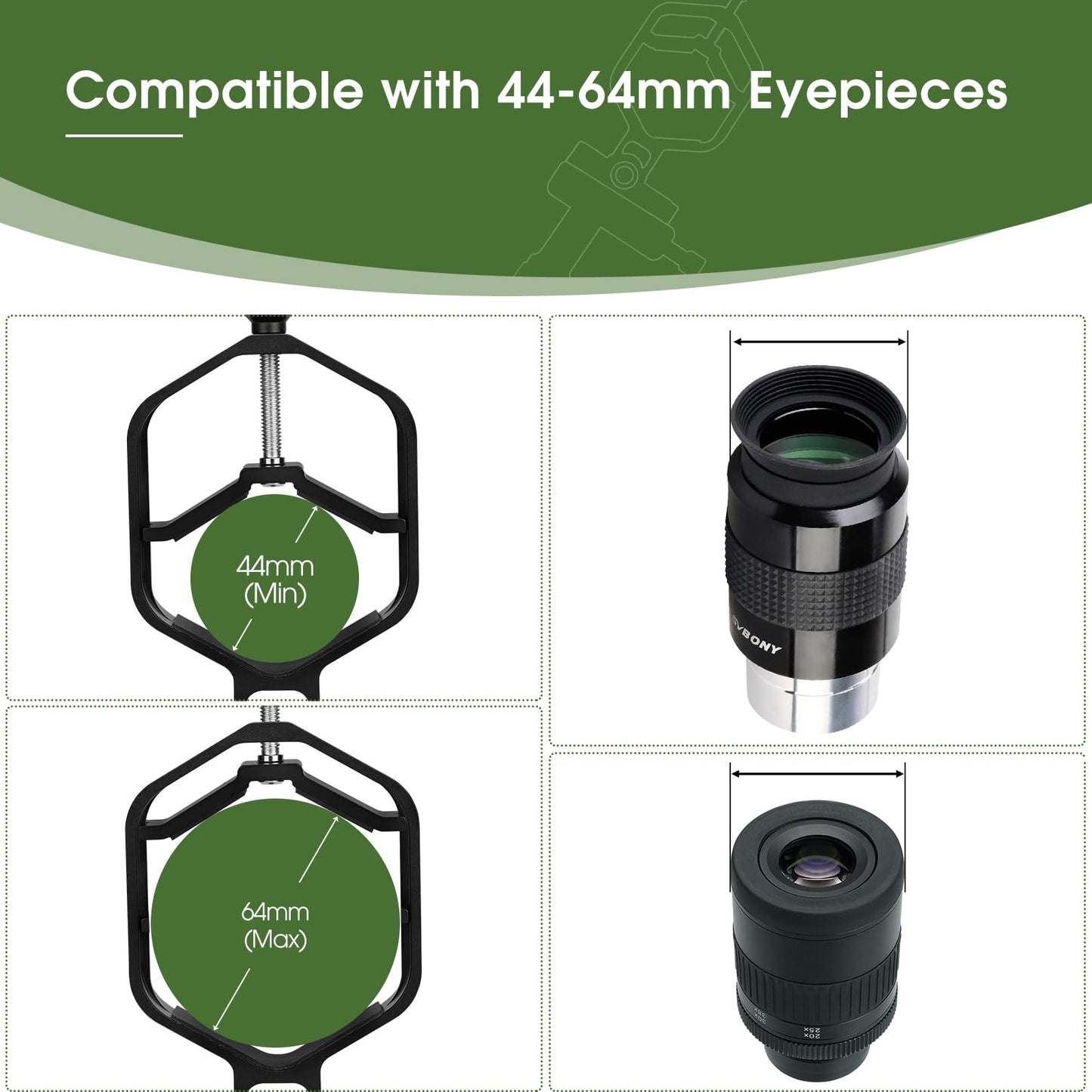 Svbony Sv214 Pro 3-Axis Universal Smartphone Adapter, Support 44 To 64Mm Eyepiece Diameter, Digiscoping Adapter With Remote Cont