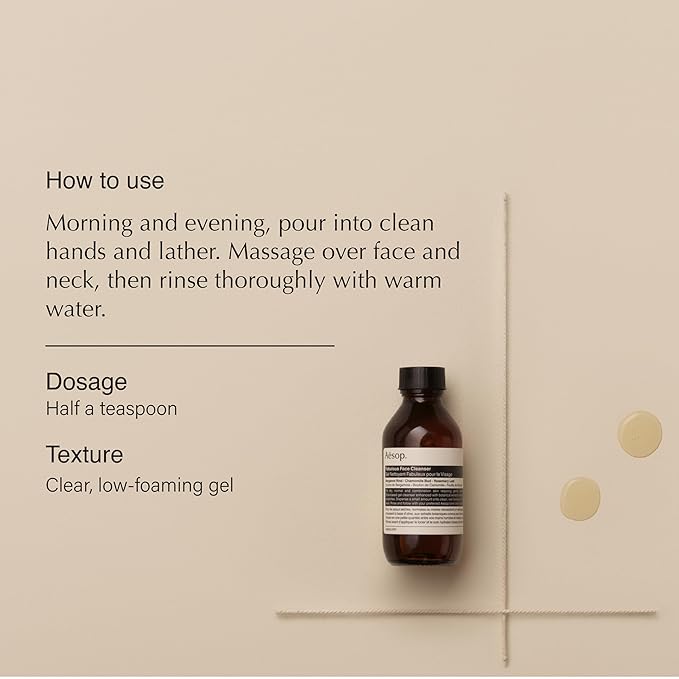 Aesop Fabulous Face Cleanser | Gently Cleanses without Stripping | Mild Olive-Derived Cleanser with Purifying and Hydrating Botanicals | Travel Size | 3.3 oz / 100mL