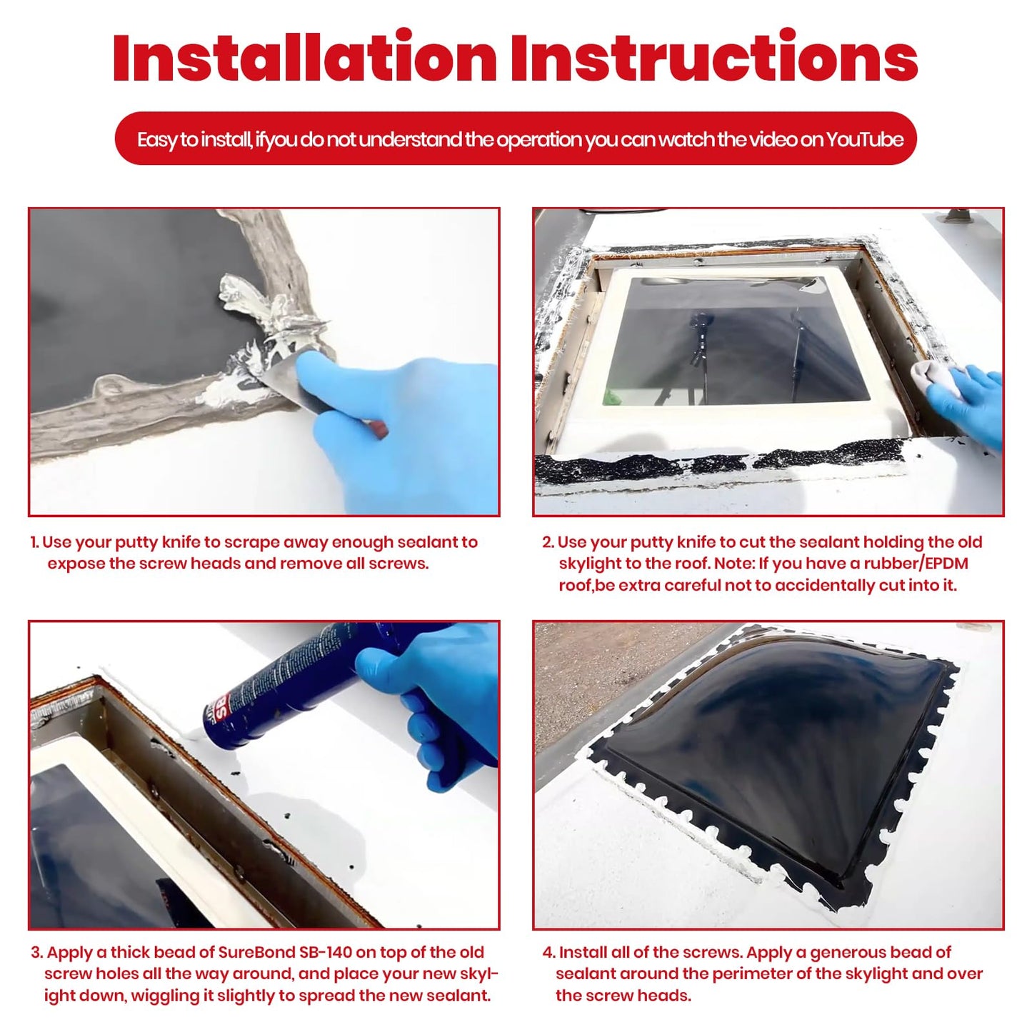 HRepair SL1422 RV Skylight Replacement,18" x 26" Camper Skylight fits Standard 14" x 22" Openings 16" x 26" Overall,RV Shower Bathroom Skylight Cover - SL1422C(Clear)