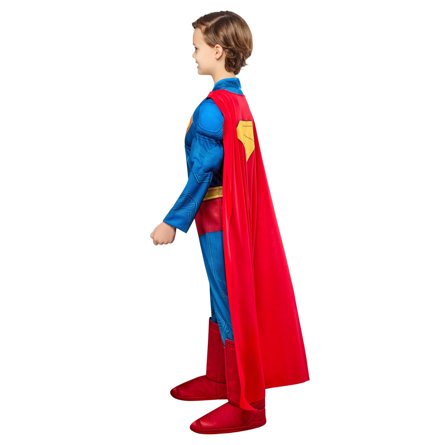 Rubies Superman Deluxe Kids Boys Costume Jumpsuit with Shoe Covers and Cape, X-Small, for Superhero Dress Up, Parties and Halloween