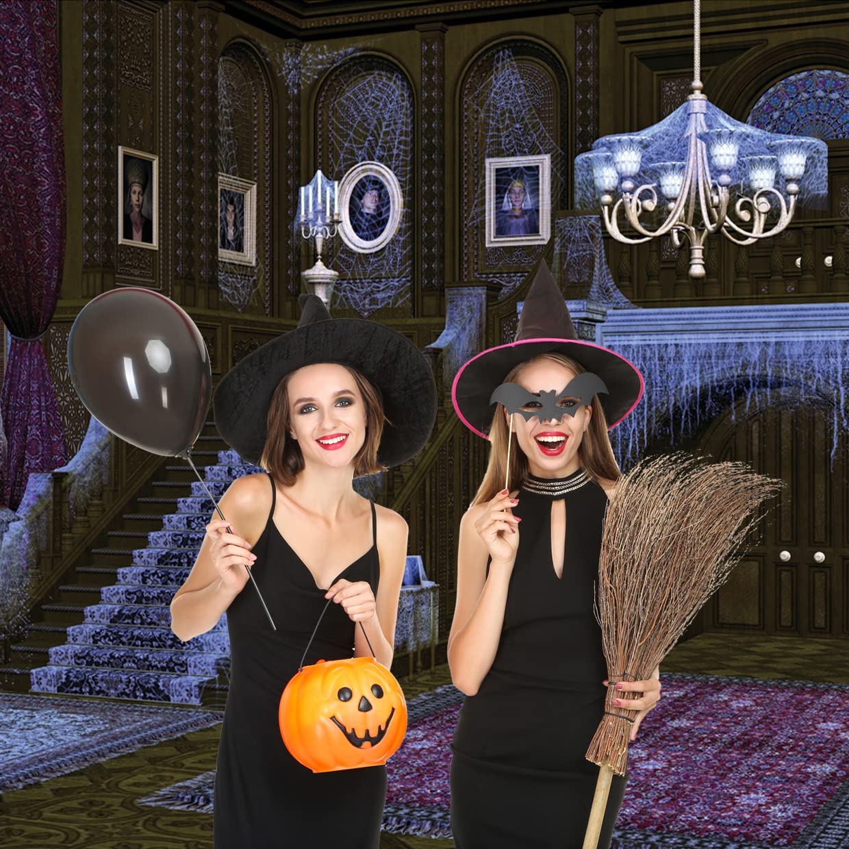 AIIKES 7x5ft Halloween Haunted House Backdrop for Photography - Spider Web Retro Stairs Creepy Setting - Children to Adults Portraits & Photo Studio Props 12-343