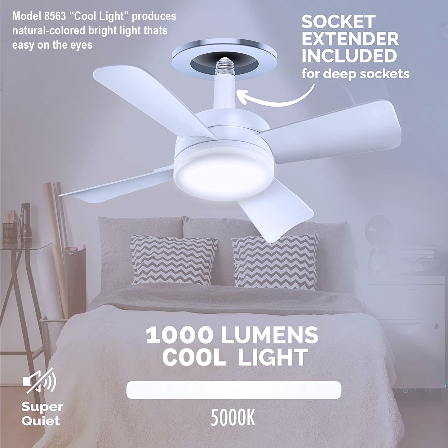 Bell+Howell Socket Breeze Light 5-Speed Deluxe Led - Ceiling Fans With Lights And Remote Control - For Bedroom, Kitchen, Living