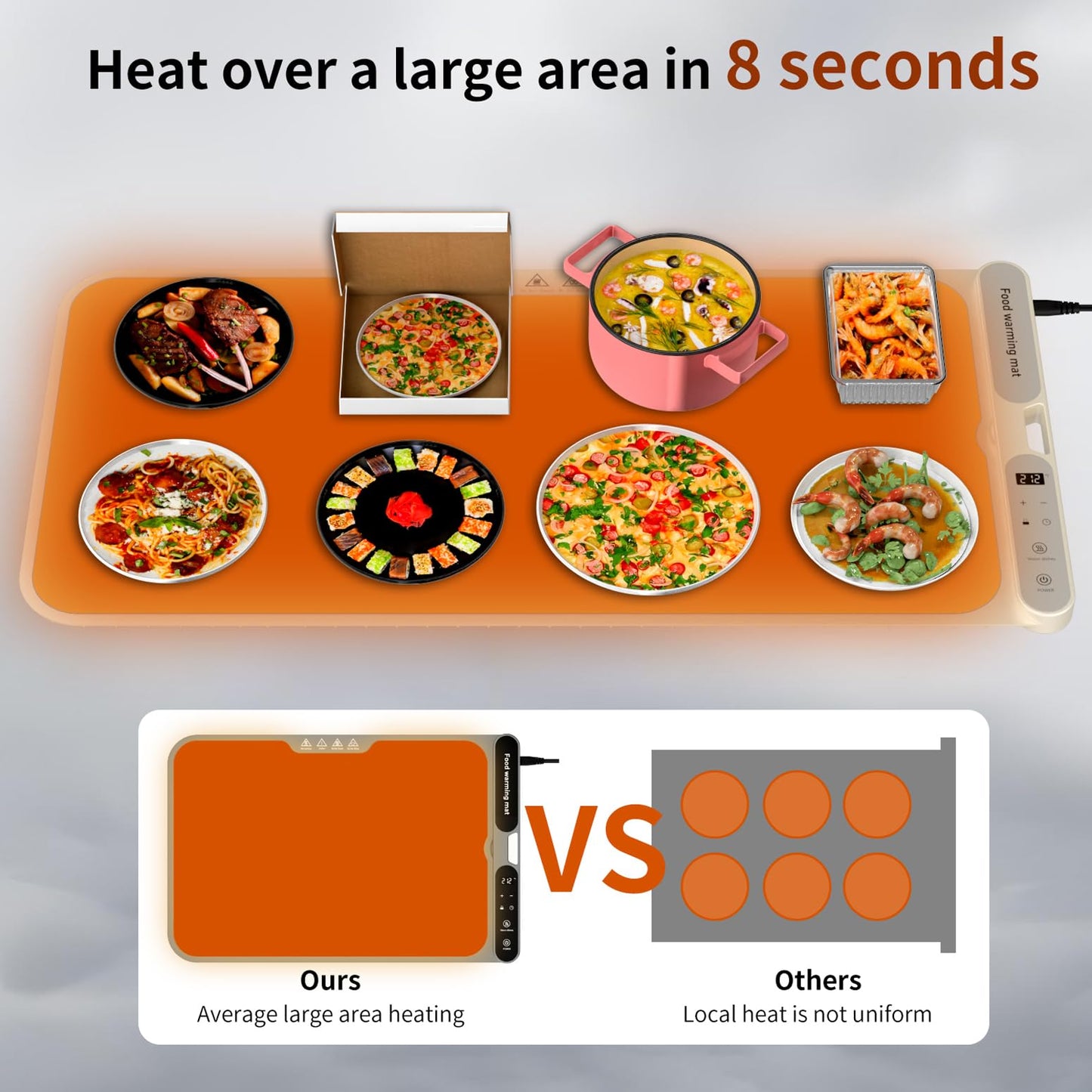 Warming Mat for Food - Electric Warming Tray, XL(32"x15") Food Warmer Mat with Fast Full Surface Heating, Silicone Heating Mat for Party Buffet, Great Gift for Women, Hosts, New Homeowners (Beige)