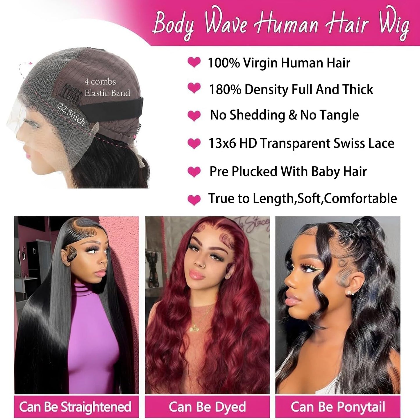 13x6 Body Wave Lace Front Wigs Human Hair Pre Plucked 180% Density HD Lace Frontal Wig Human Hair For Women Body Wave Wigs With