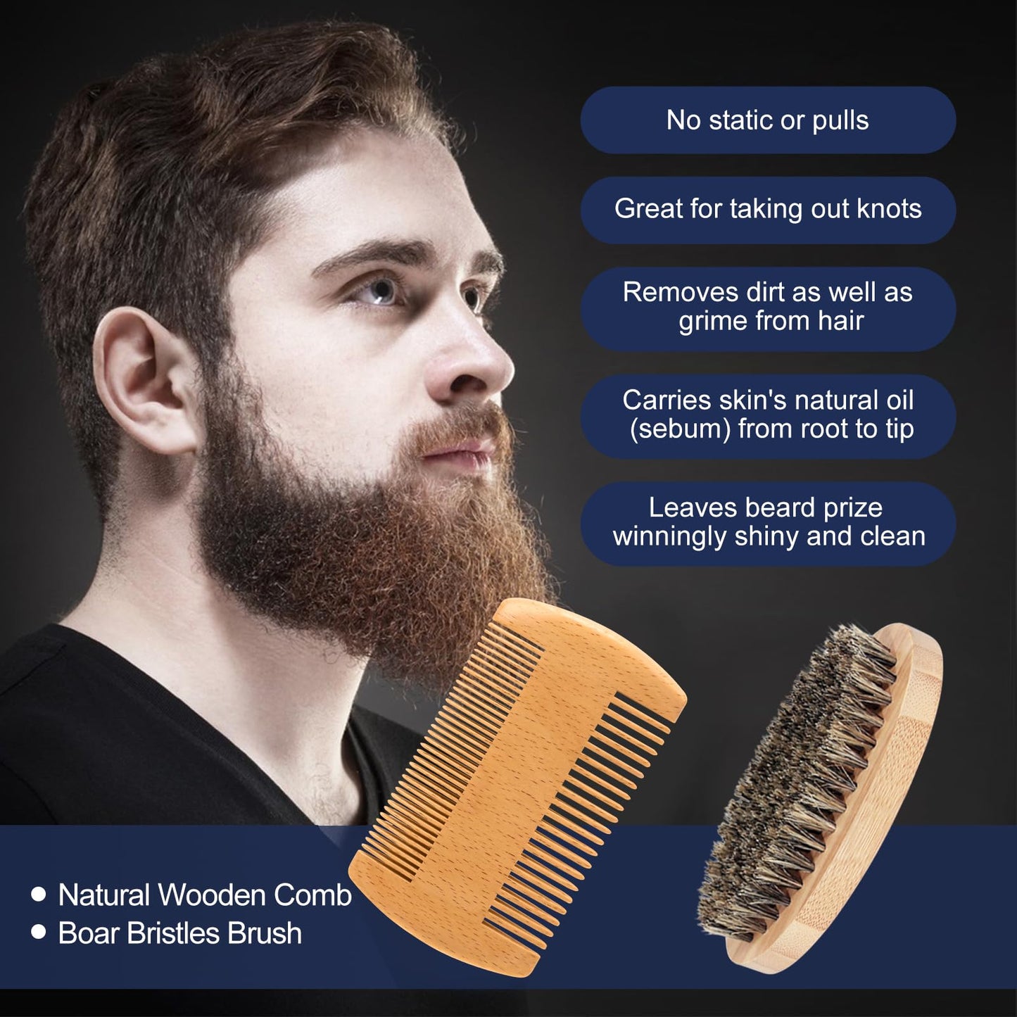Gifts for Men, Beard Kit for Men's Daily Grooming, Moisturize & Soften Coarse, Dry Facial Hair, Anniversary & Wedding & Birthday Gifts for Him Boyfriend Husband Dad Brother Adult Son Male Friend