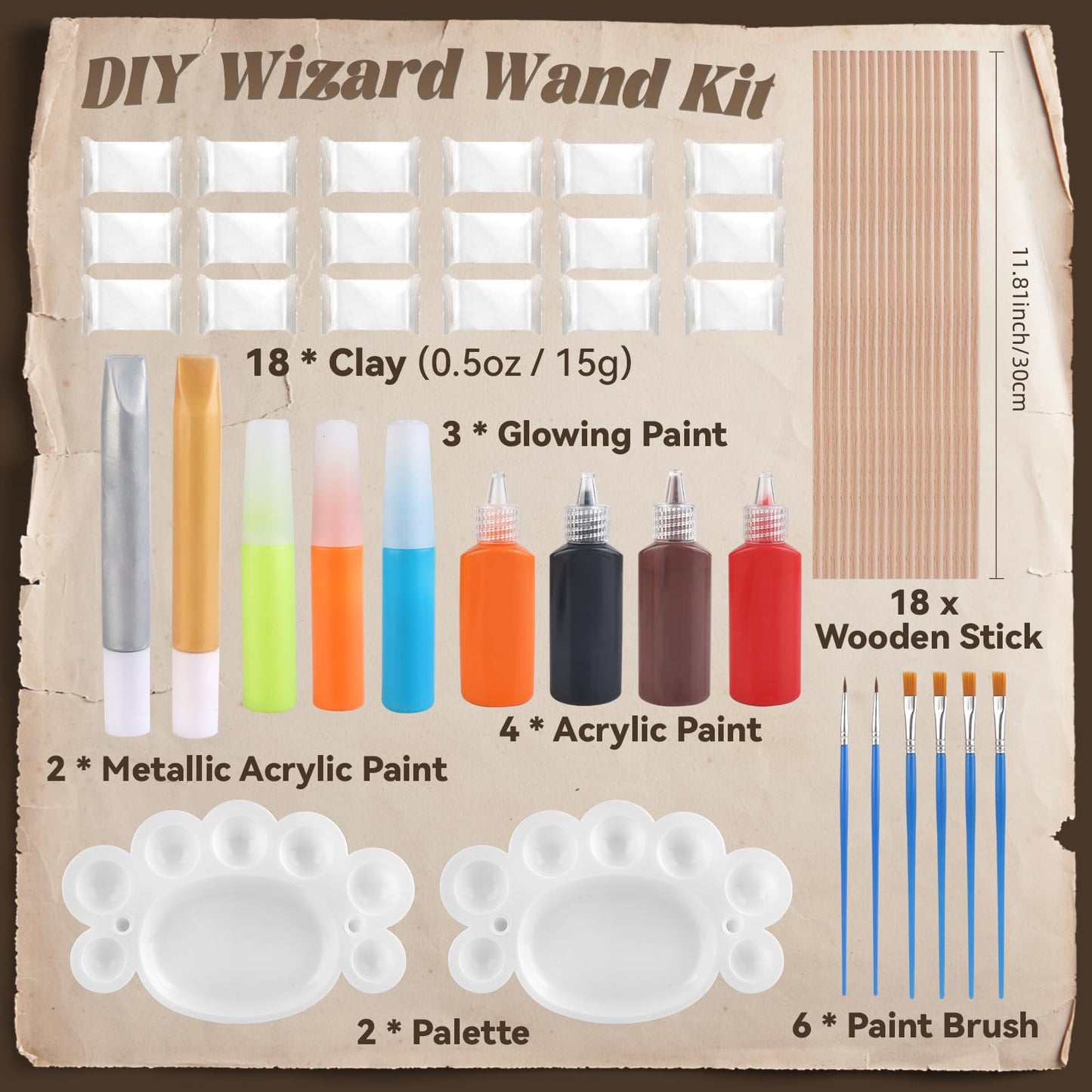 ColoPlay 53 PCS Wizard Magic Wand Making Kit DIY Crafts for Kids Adult Wizard Wand Birthday Party, Christmas, Halloween Party Favors
