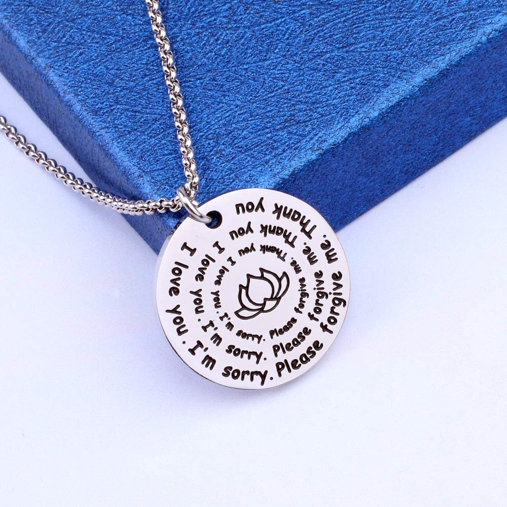 Detailed Ho'oponopono Prayer Necklace I'm Sorry Please Forgive Me Thank You I Love You (necklace)