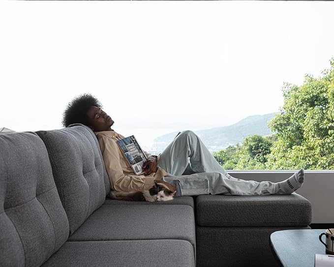 LINSY HOME Modular Sectional Sofa Oversized, Rubik III Removable Cover Living Room Couches with Storage Deep Seat & Ottoman Chaise L/U Shaped Sofa Modern Couch (Grey)