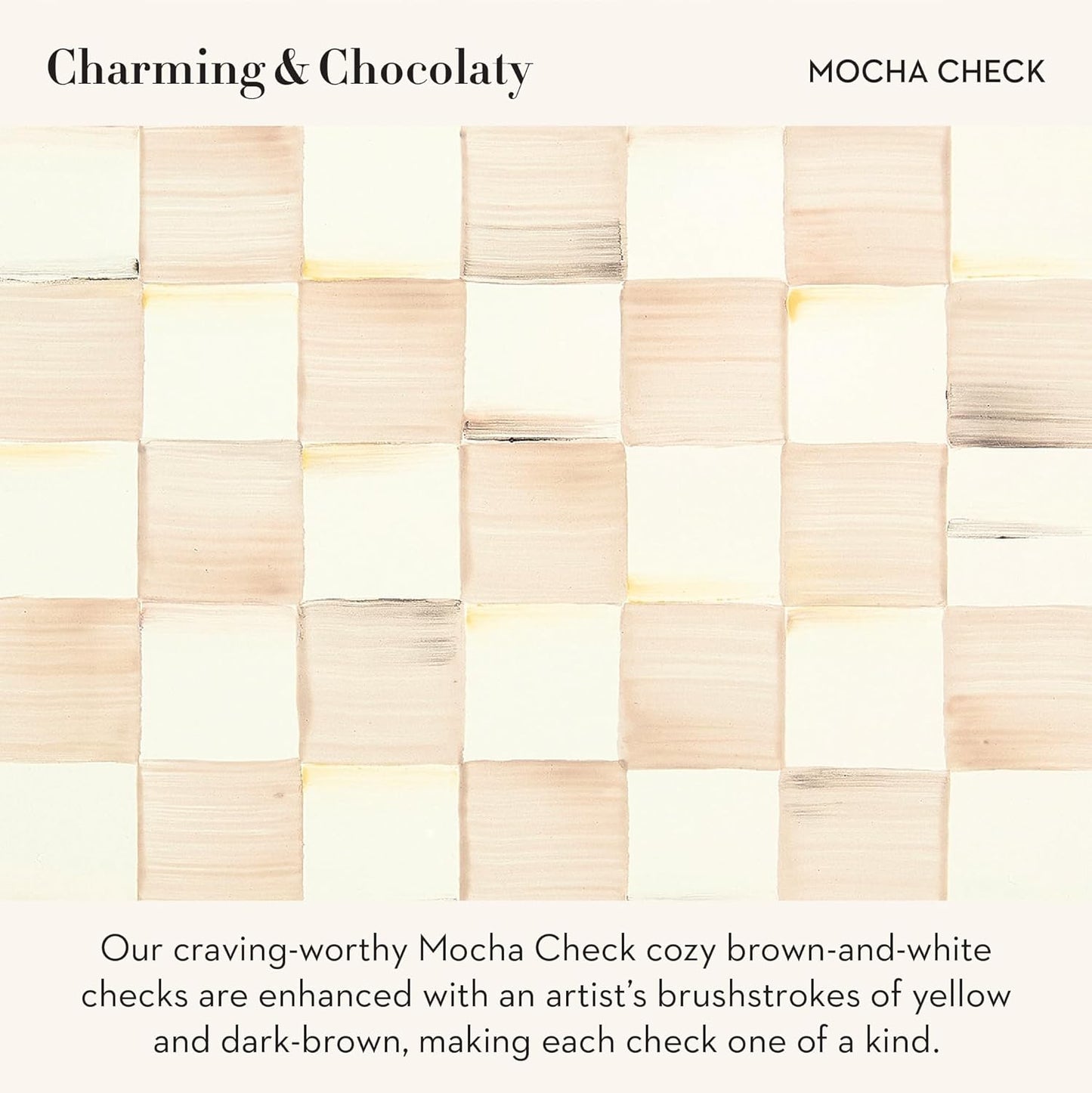 MACKENZIE-CHILDS Enamel Oval Platter, Serving Plate for Entertaining, Medium, Brown-and-White Mocha Check