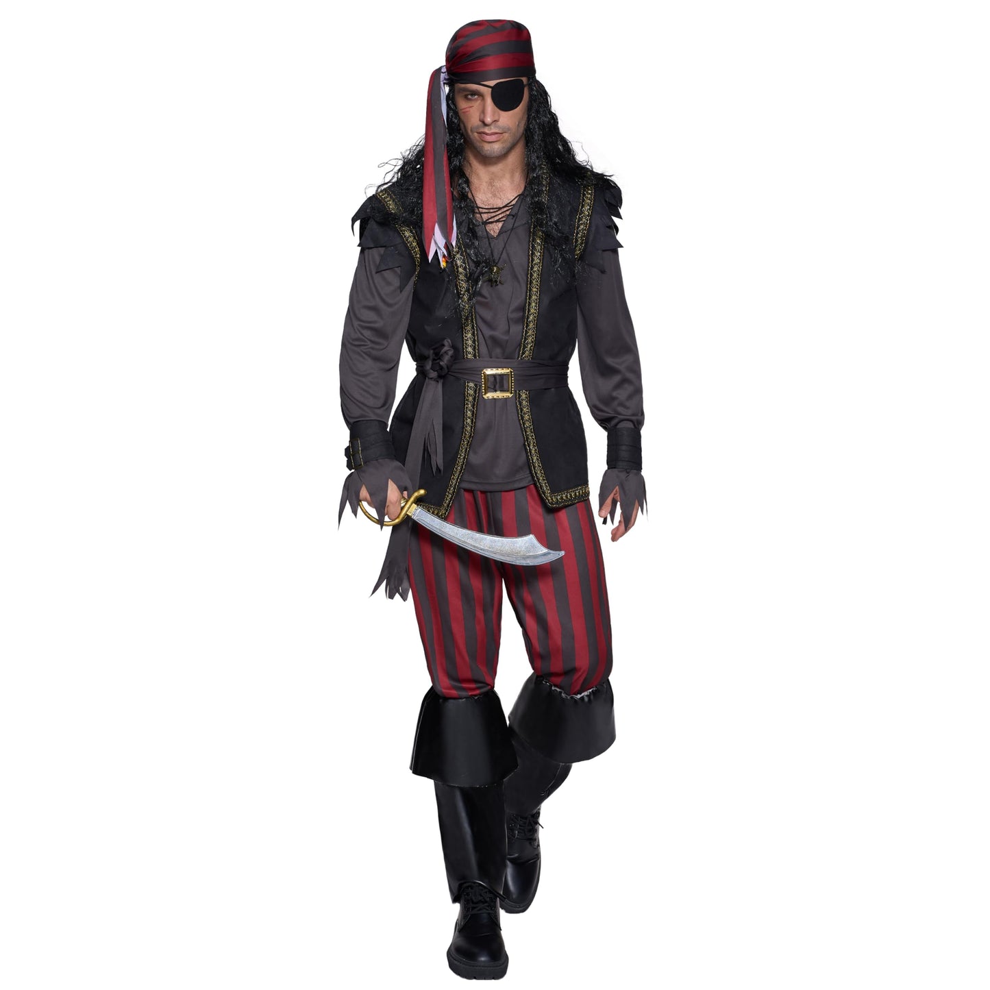 Spooktacular Creations Men Pirate Costume Ruthless Renegade Pirate Set with Boot Cover for Halloween Costume Cosplay Party -XL