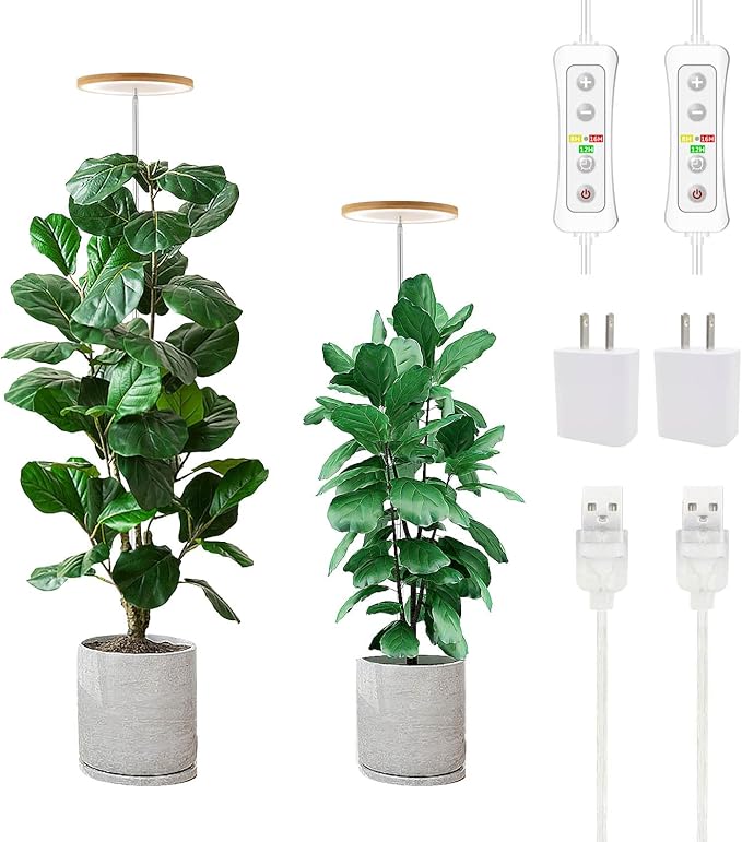 yadoker Plant Grow Light, LED Growing Light Full Spectrum for Indoor Plants,Height Adjustable, Automatic Timer, 5V Low Safe Voltage,Idea for Large Plant Light