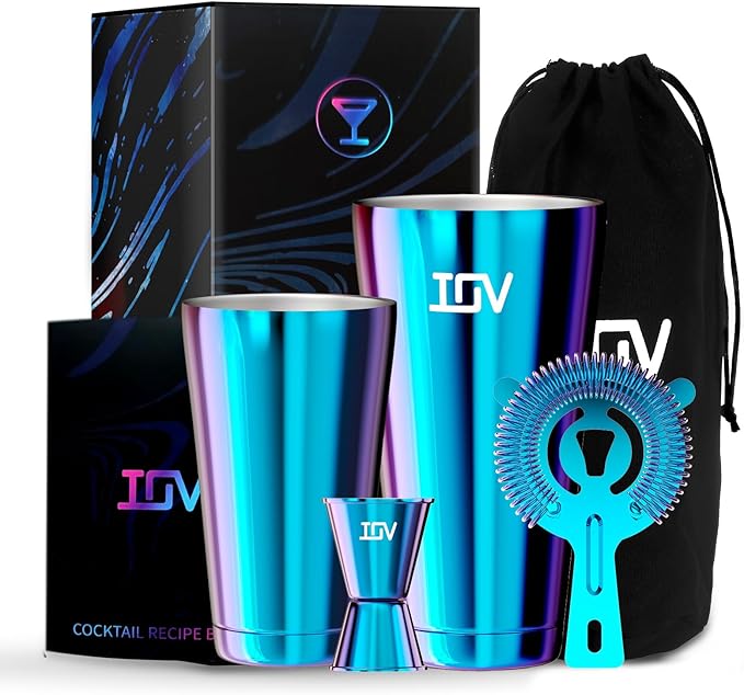 IOV Boston Cocktail Shaker Bar Set, Bartender Kit Drink Mixer Set with 18 oz & 28 oz Boston Shakers, Hawthorne Strainer, D...