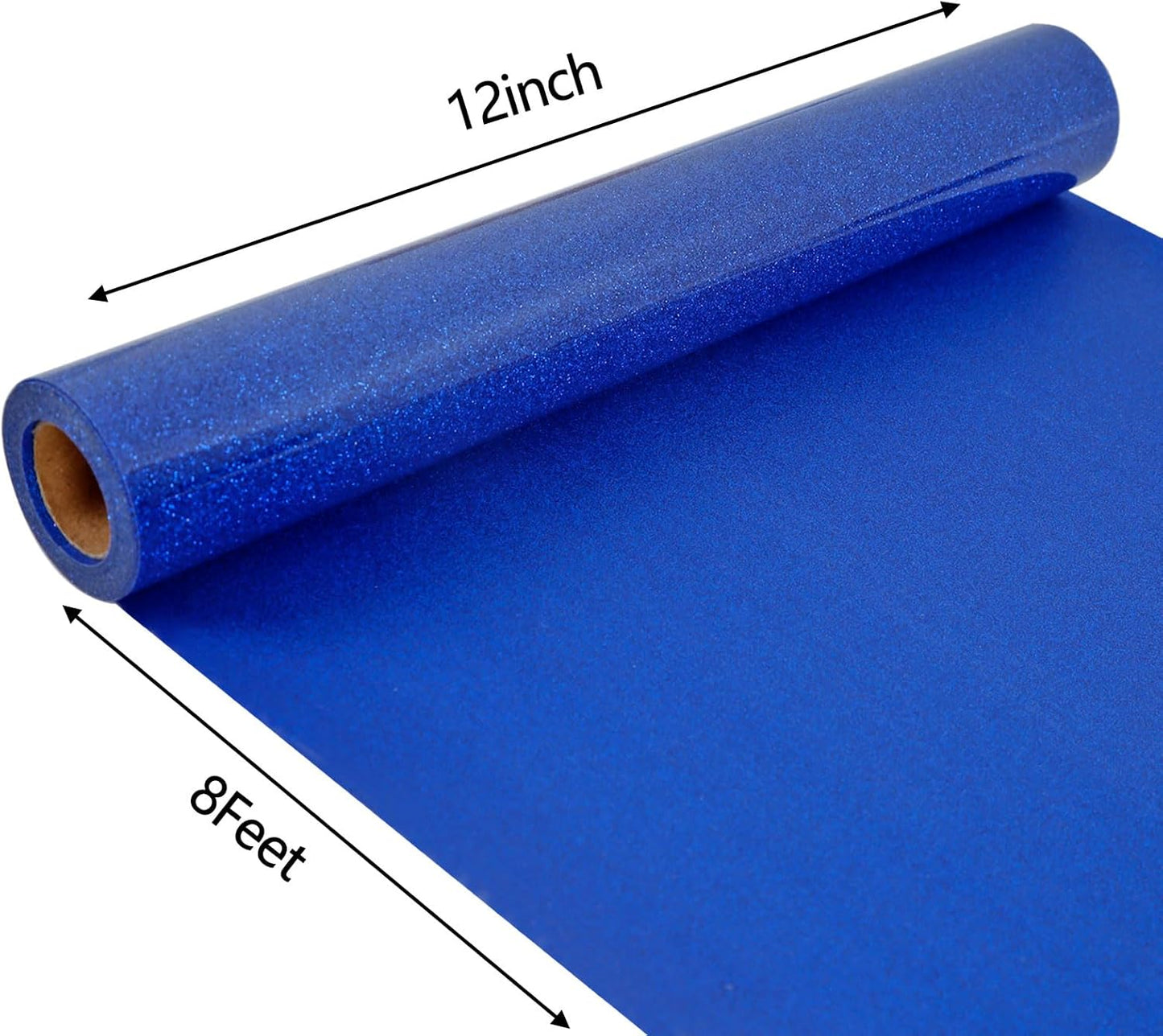 FUNKAKA Glitter Royal Blue HTV Heat Transfer Vinyl Rolls, 12" x 8ft PU Iron on Vinyl for T-Shirt Royal Blue Glitter HTV Vinyl for All Cutter Machines Easy to Cut & Weed for Heat Vinyl Design