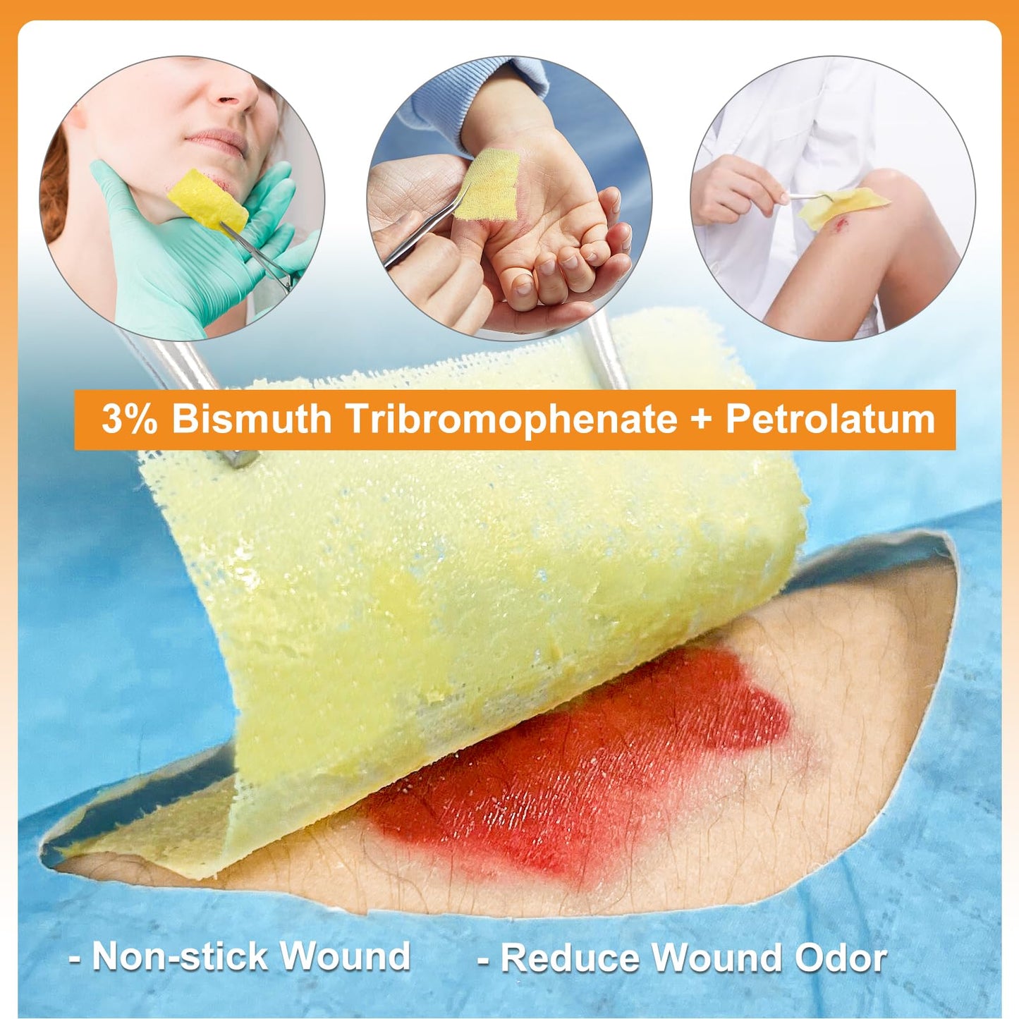 Carbou 4"x4" Medical Xeroform Petrolatum Dressing, Non-Adherent Gauze Pads, Soft Fine Mesh Gauze Patch for Wound Care, Burns, Lacerations, Skin Grafts & Surgical Incisions, 25 Individual Pack