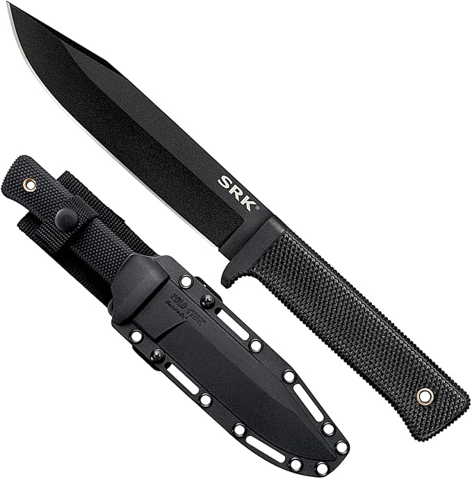 COLD STEEL SRK 6" SK-5 Clip Point Razor-Sharp Blade 4.75" Durable Kray-Ex Handle Tactical Fixed Blade Knife w/Secure-Ex Sh...