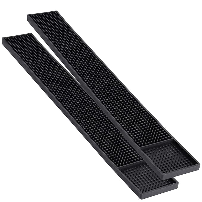 Noverlife 2PCS Rubber Bar Mats, Non-Slip Bar Service Spill Mat Bar Table Mat Restaurant Kitchen Counter Bar Pad, Anti-Skid Heat Resistant Barber Station Mat for Hair Salon