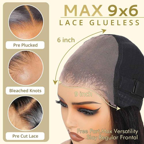 GUDOZO Bob Wig Human Hair 14 inch Glueless Wigs Human Hair Pre Plucked Pre Cut 9x6 HD Lace Front 200% Density Glueless Wigs Human Hair Short Straight Bob Wigs for Black Women