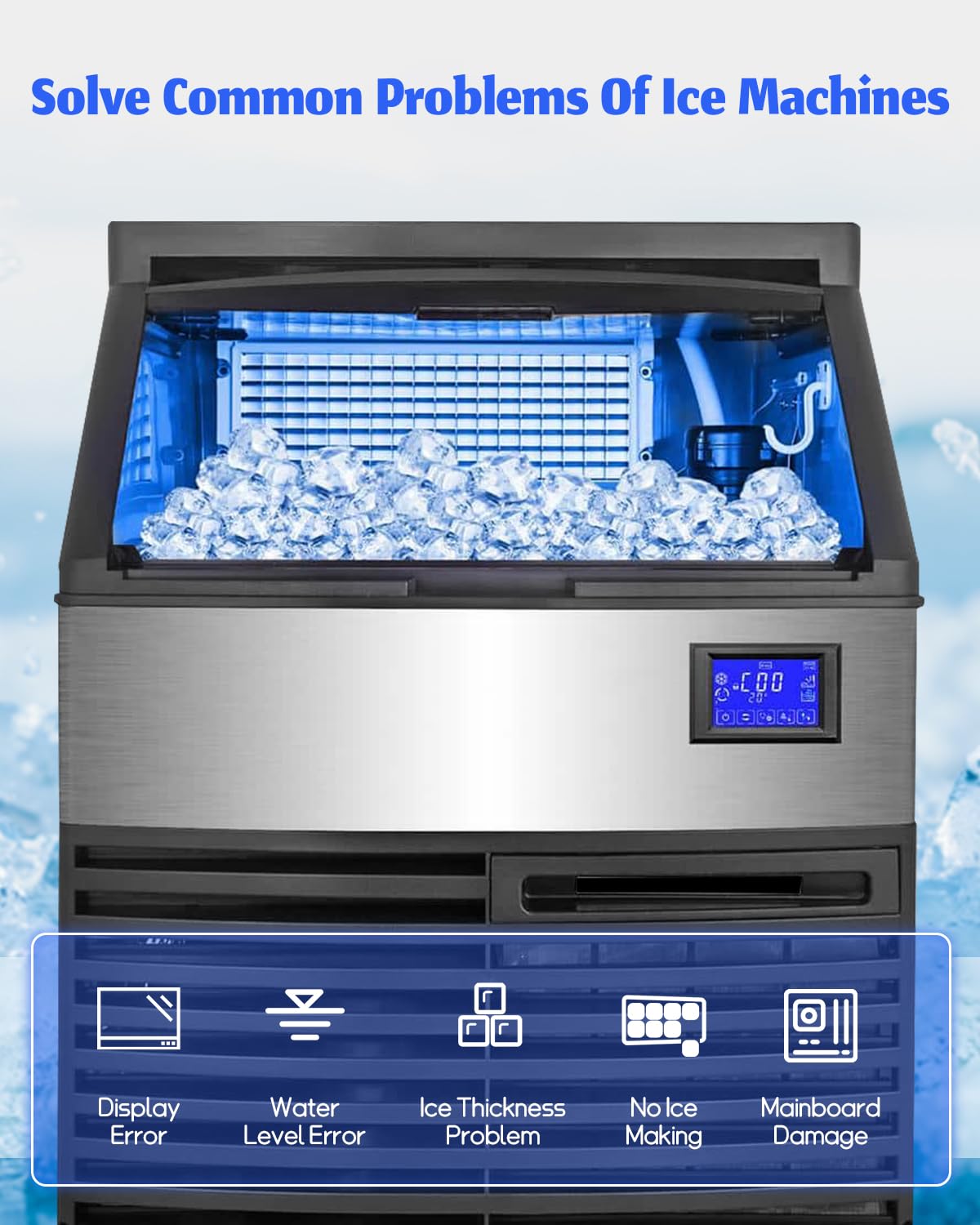 Business Cube ice Maker Controller kit Fit for Vevor/Cotlin/Coolski Split Ice Machines， Blue Touch Screen Ice Makers Control Board Fit for Most Commercial Ice Machines