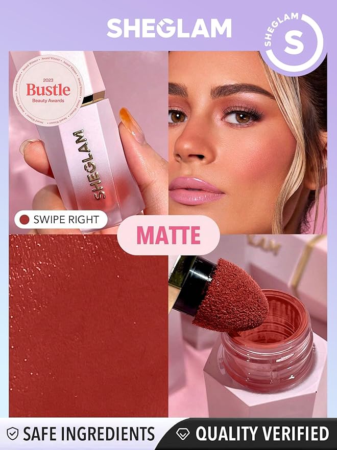 SHEGLAM Color Bloom Liquid Blush Makeup for Cheeks Matte Finish - Swipe Right