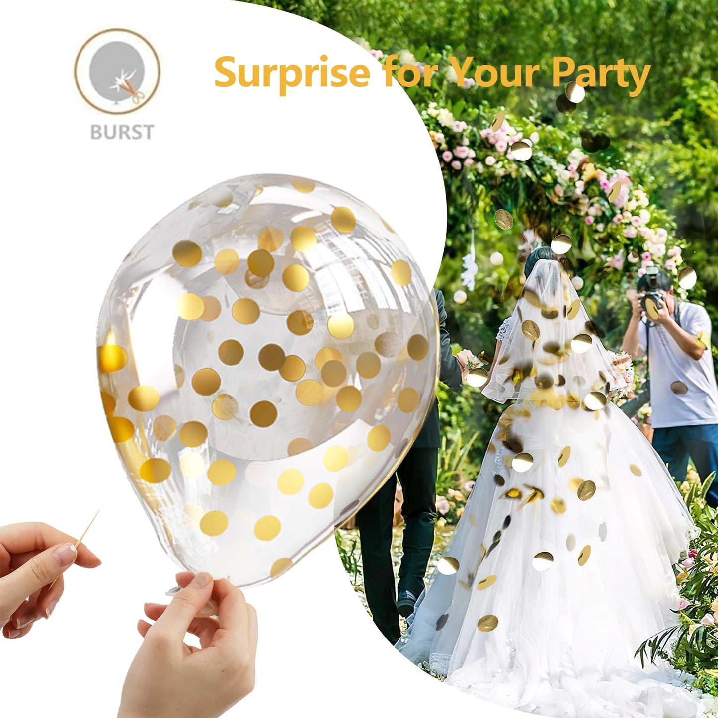 Bezente Black Gold Balloons Garland Kit, 100Pcs Black Gold Metallic Chrome and Gold Confetti Balloons Arch with Balloon Tape for Wedding, Birthday,Graduation,New Years,Special Events Party Decoration