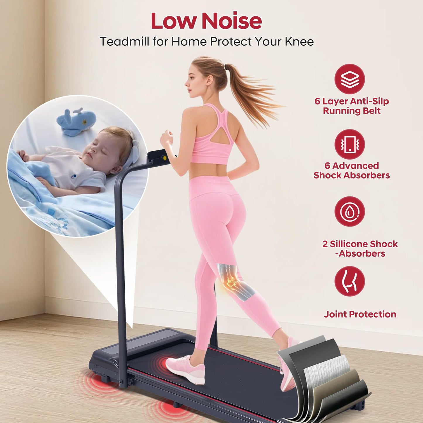 Walking Pad with Handle Bar, 3.0HP Walking Pad Treadmill with Handles, 3 in 1 Portable Under Desk Treadmills for Home Small Space, Foldable Folding Home Treadmill with Remote Control, 300LBS Capacity
