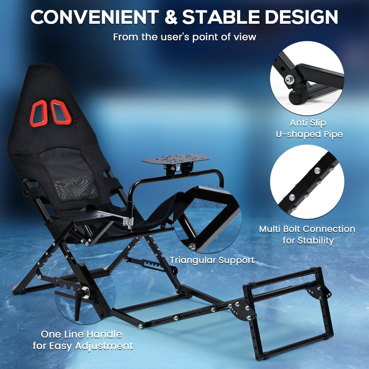 Gazzyt Foldable Racing Simulator Cockpit Fit for Logitech G29 G920 G923, for Thrustmaster T248 T300, for Fanatec Direct Drive Wheels (≤10Nm),Wheel and Pedals Not Included