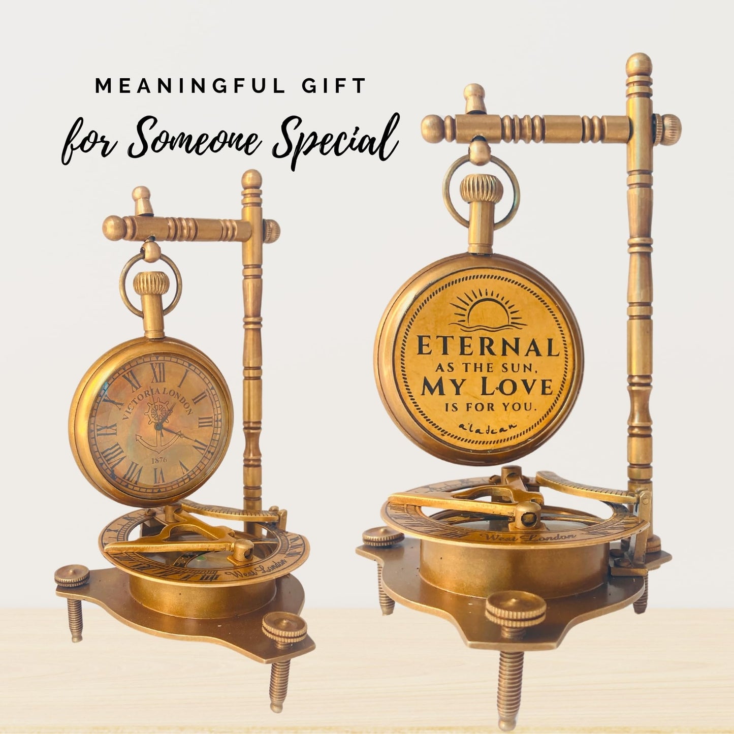 ALADEAN Eternal Love Anniversary Sundial Compass Gift for Him or Her Unique Gift for Husband Wife Men Wedding Anniversary 50th 40th 25th 20th 1st Year Celebration