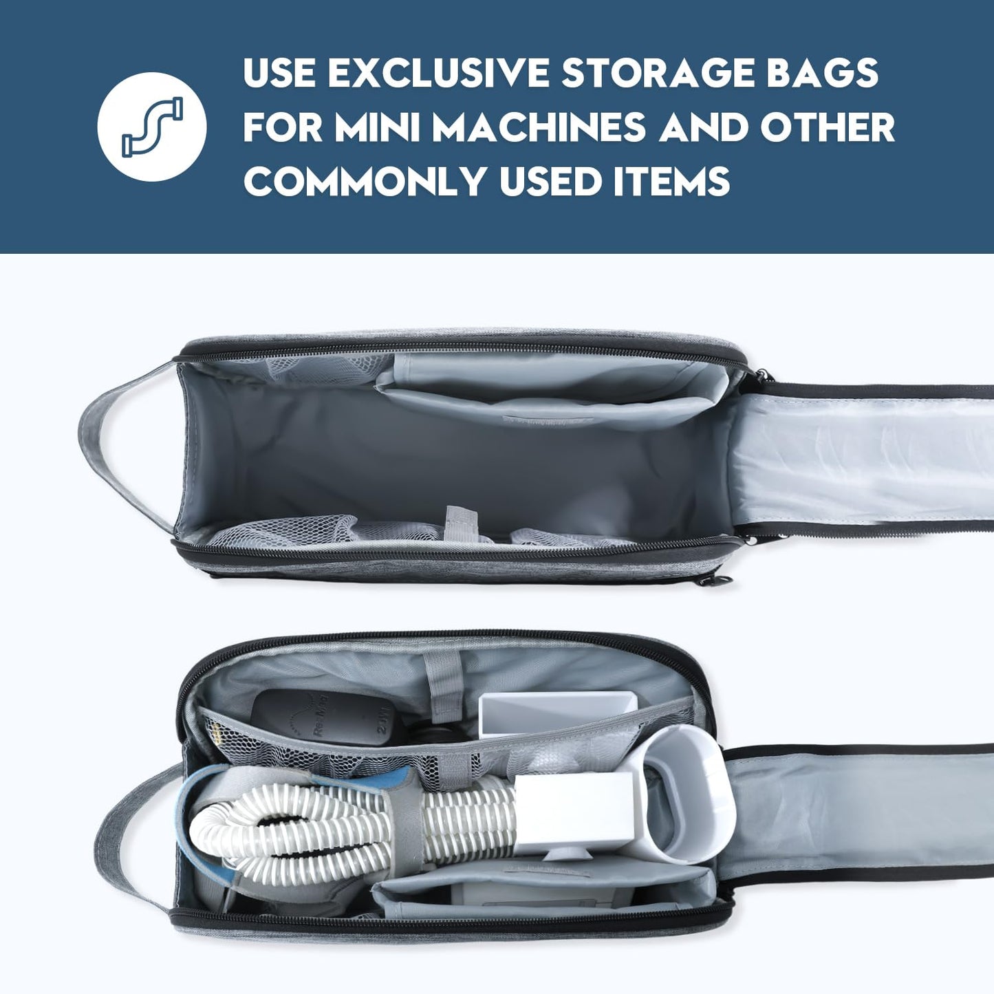 Cpap AirMini Mount System Kit Fit for Air Mini - with Travel Storage Bag, Cpap Wall Mount, Drawer Hook Stand, Portable Cpap Supplies Travel Bag Carrying