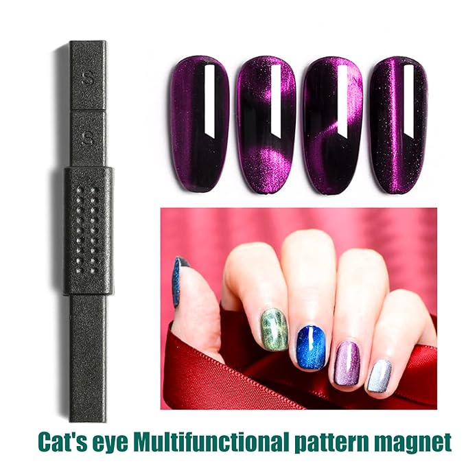 JERCLITY 8 Pieces Cat Eye Magnet for Nails Double-head Flower Design Nail Magnet Pens Magnet Stick Multi-Function Magnet Board 3D Magnetic for Cat Eye Gel Polish DIY Nail Art