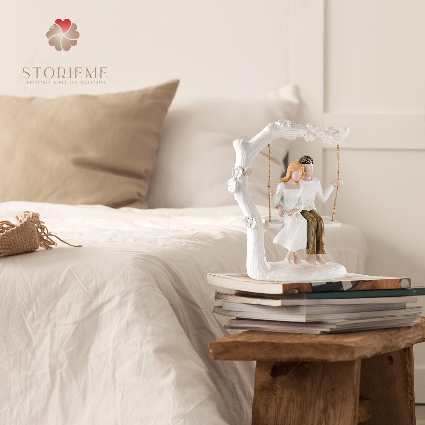 Storieme Wedding Gifts for Couple Anniversary - Romantic Couples Swing Figurine Sculpture - Unique Engagement Birthday Gift Ideas for Newlyweds Husband Wife Her Him