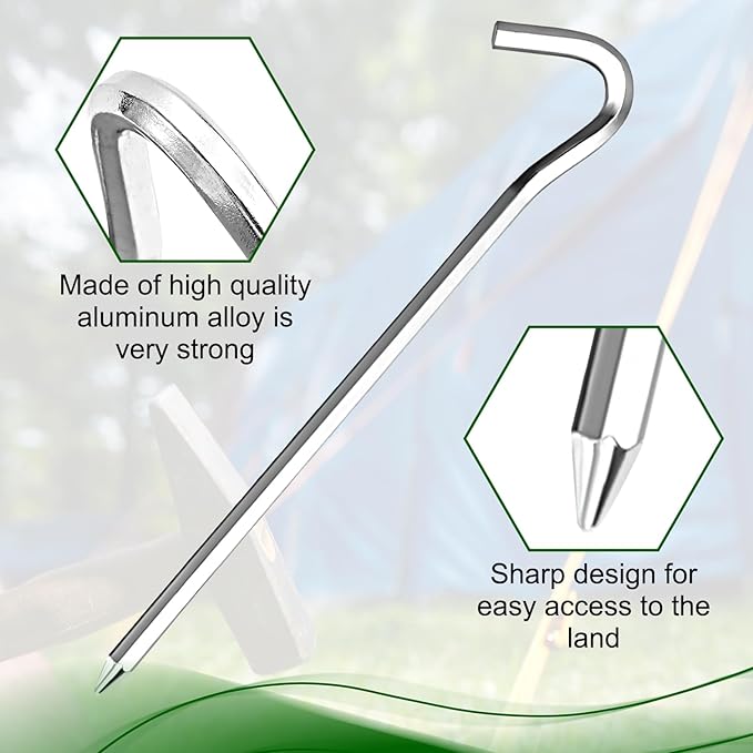 RITDVNI 20Pcs 7" Tent Pegs Ground Stakes, Metal Stakes, Camping Peg for Pitching Camping, Camping, Outdoor Decoration