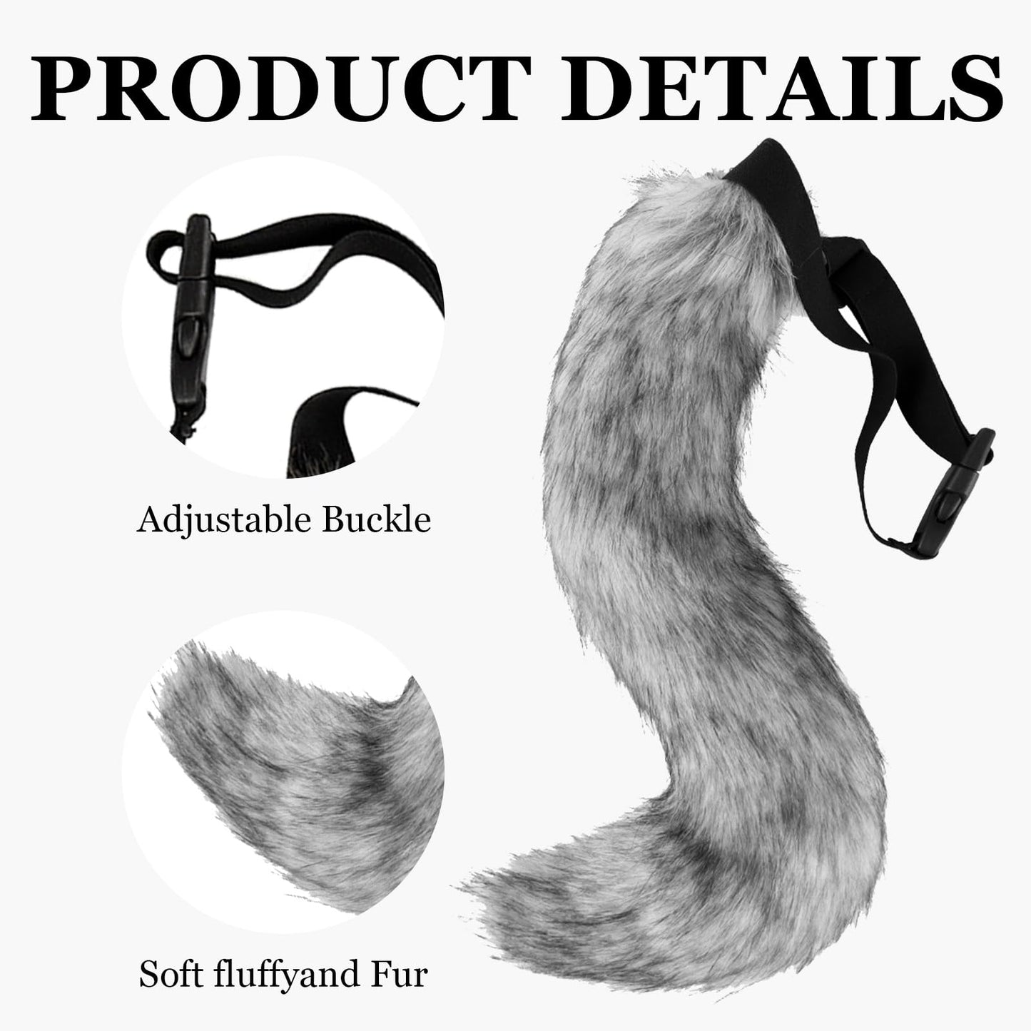 Hyuetrsa Faux Fur Fox Tail Cat Wolf Cosplay Costume Set Furry Orc Mask and Fox Tail Gloves Set Halloween Christmas Party Girls Women, Mask, a Pair of Gloves and a Tail 3-Piece Set