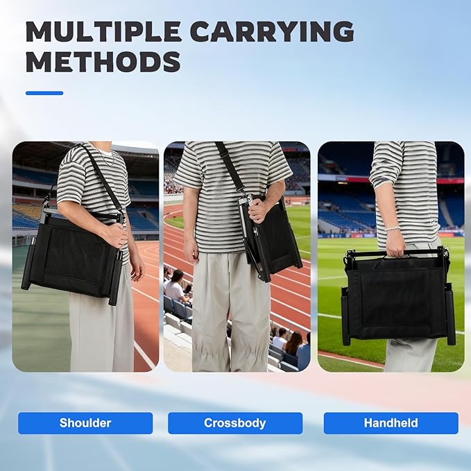 FAHKNS 2 PCS Stadium Seats for Bleachers - Stadium Seats with Back Support，Multifunctional Outdoor Stadium Chair with Shoulder Straps/Storage Pockets/Concealed Hooks for Sports Events