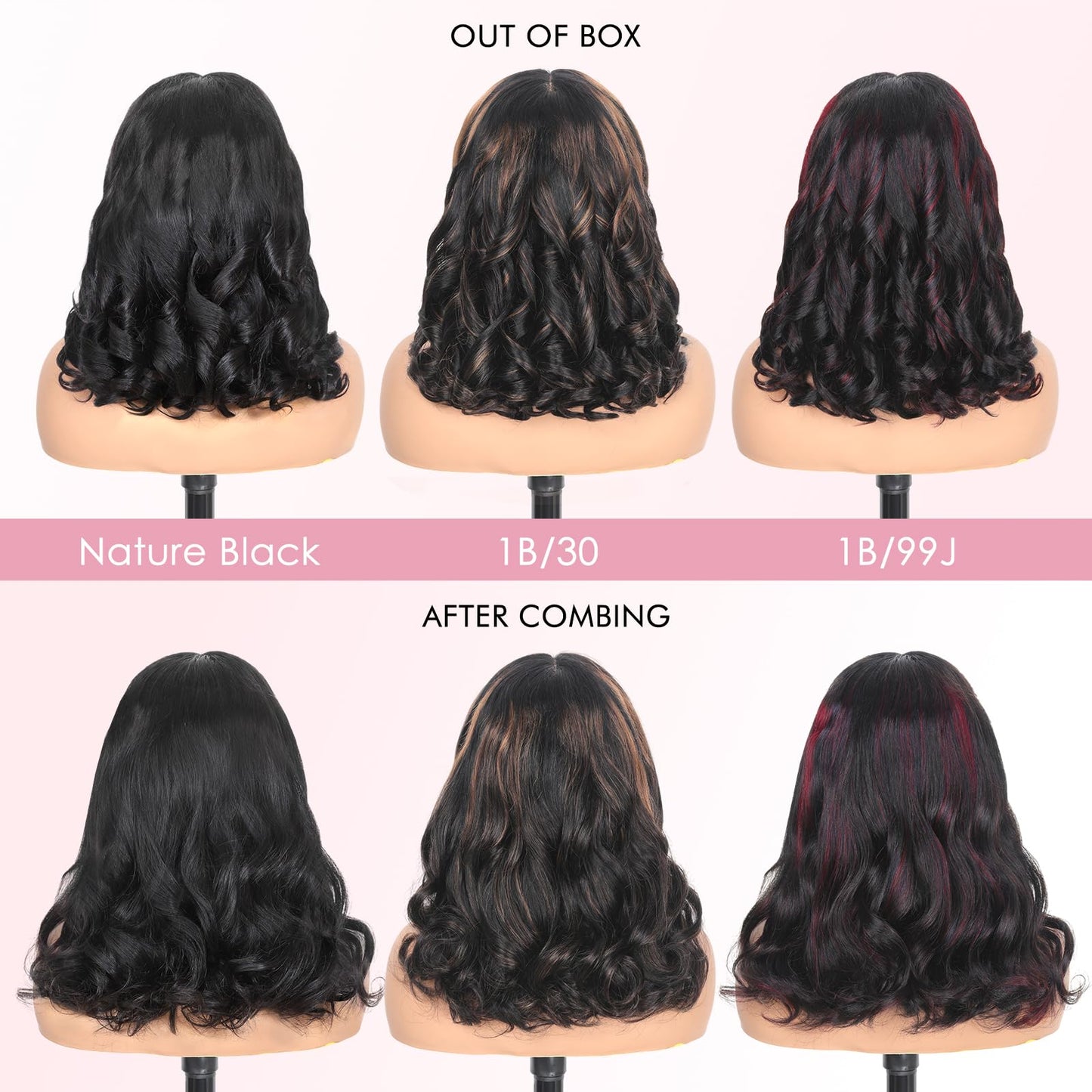 250 Density Highlight Bob Wig Human Hair With Layered Curtain Bangs Face-Framing 6x6 Glueless Wigs Human Hair Pre Plucked Pre Cu