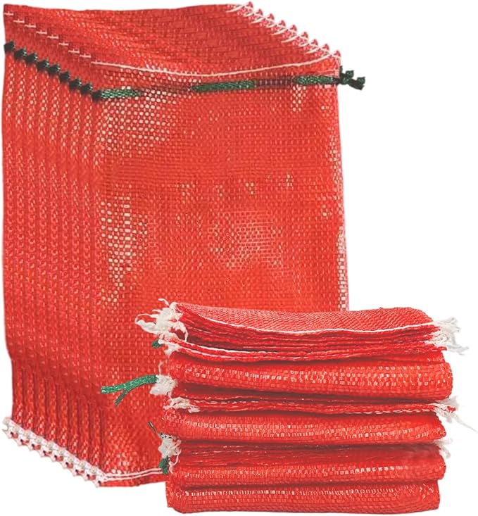 50 Pack Mesh Onion Bags, 11"×18" Reusable Vegetable Produce Bags 10LB with Drawstring for Onions Vegetables Crawfish Citrus Firewood