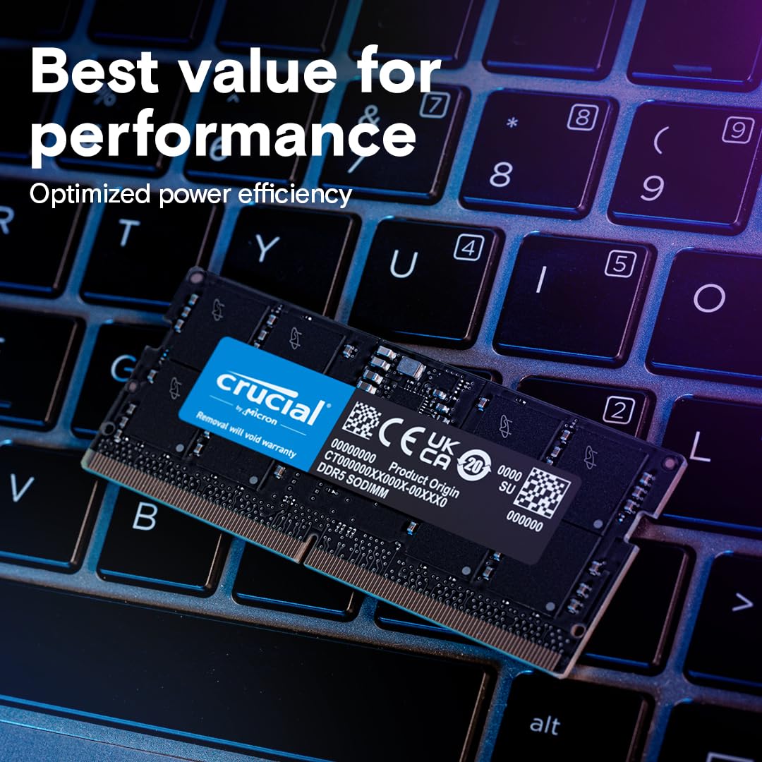 Crucial 32Gb Ddr5 Ram, 5600Mhz (Or 5200Mhz Or 4800Mhz) Laptop Memory, Sodimm 262-Pin, Compatible With 13Th Gen Intel Core And Am