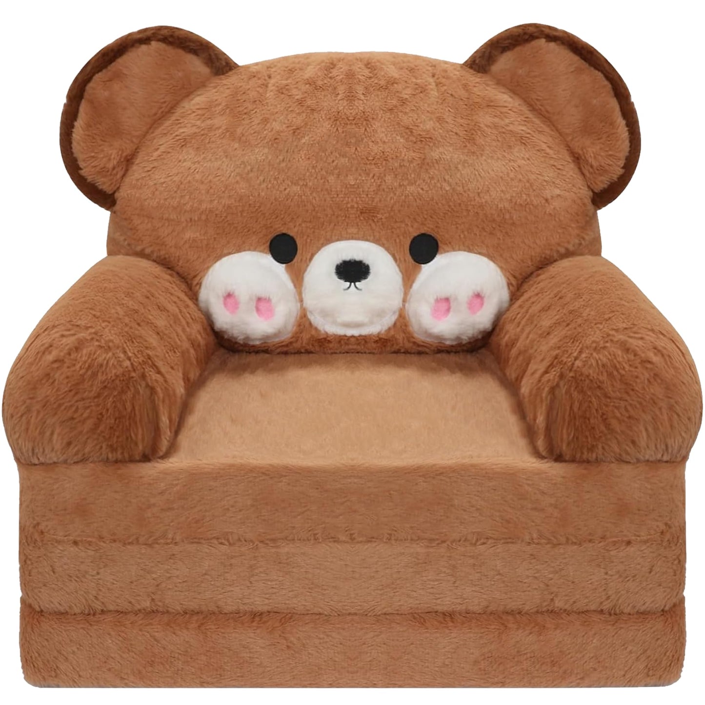 MONKISS Kids Couch, Comfy Toddler Chair, 2 in 1 Fold Out Kids Sofa to Lounger, Baby Sleeper Chair, Toddler Furniture, Birthday Gifts for Boys and Girls, 1~4 Years Old, Bear