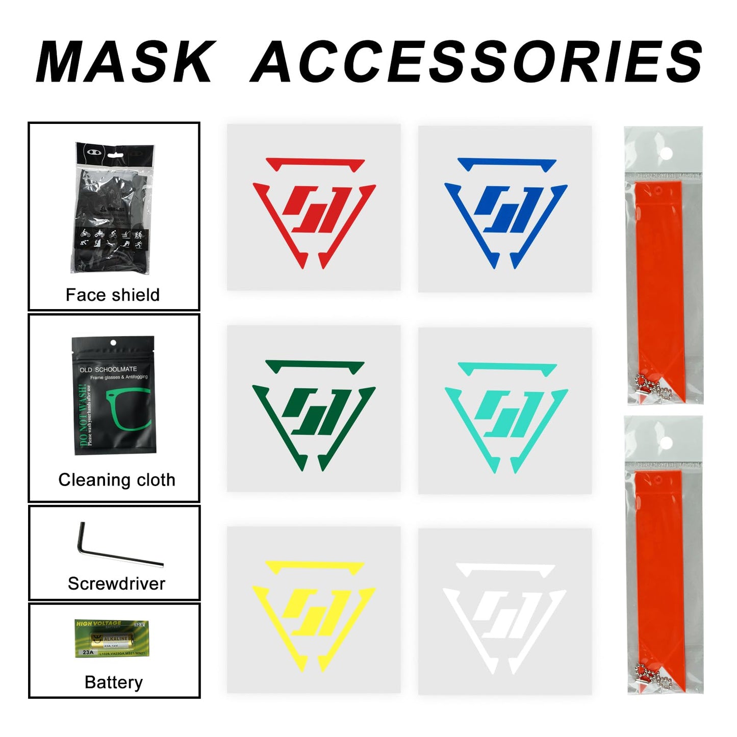 foymi Punk Helmet Mask Round Light LED Light with Braids, 6 Punk Stickers, Futuristic Mask for Cosplay, Music Festival, Halloween