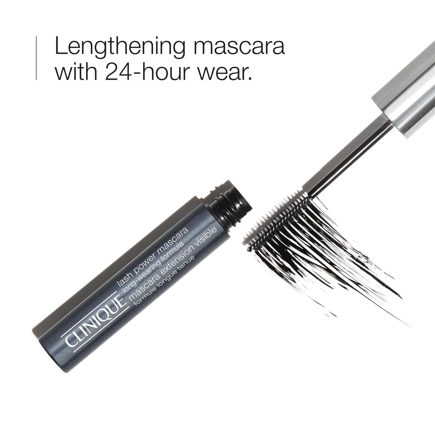 Clinique Lash Power Tubing Mascara Long-Wearing Formula | Lengthening, Smudge-Proof + Safe for Sensitive Eyes, Black Onyx, 0.21