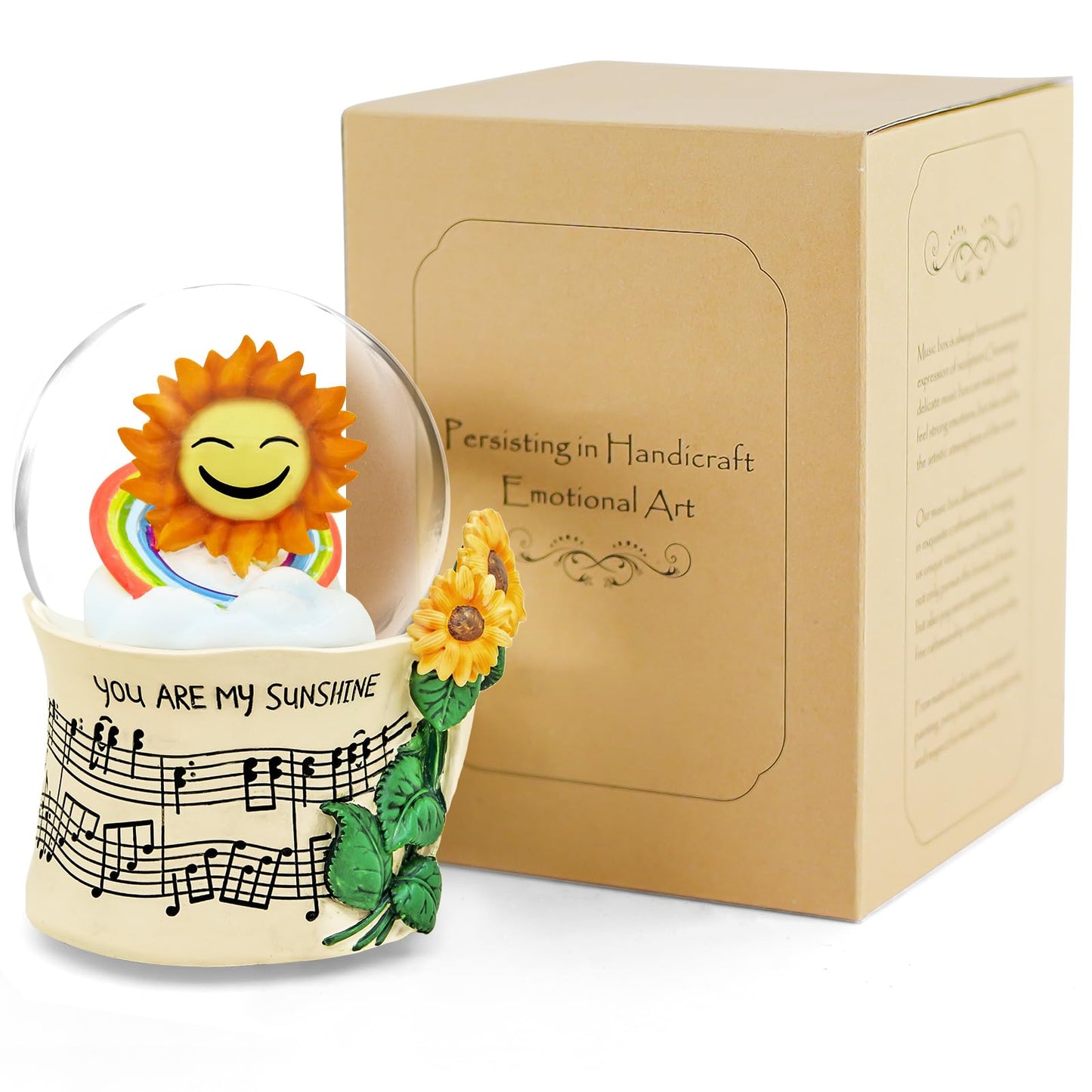 Sunflower Music Box Snow Globe, for Mom Wife Girlfriend Grandma Women Girls Anniversary Birthday, Flower Snowglobe Musical Box with Light Play You are My Sunshine