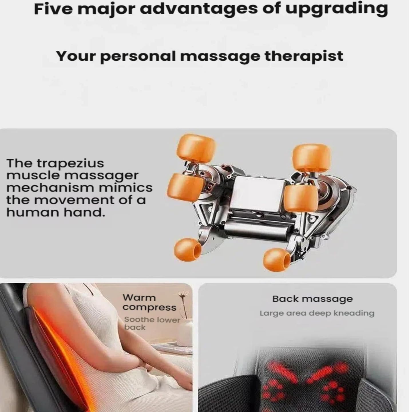 ＴＩＺＹＦＦ Back and Neck Massager, Gifts, Massage Seat, Shiatsu Massage Chair with Heat and Vibration for Neck, Back, Shoulders, Use at Home and Office, Black