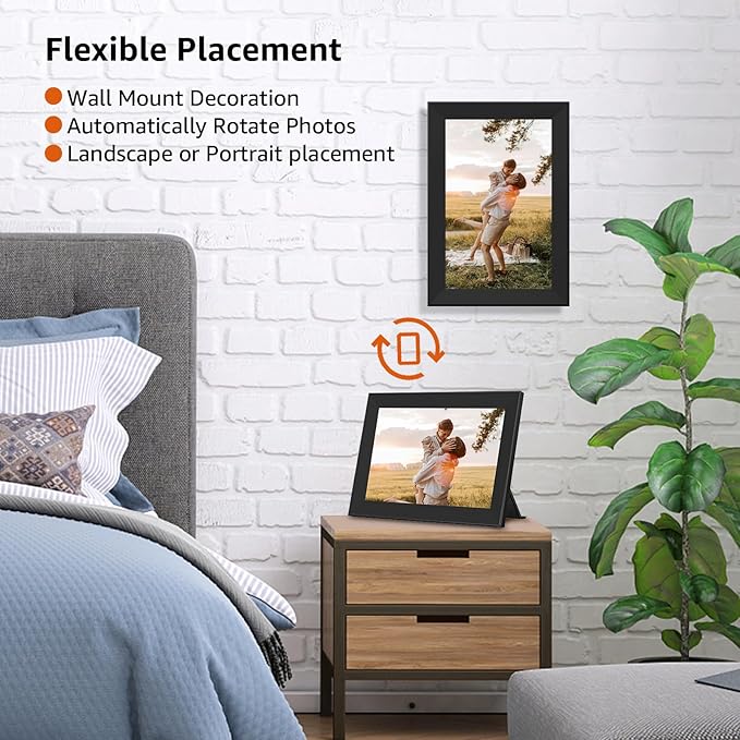 FRAMEO Digital Picture Frame WiFi 10.1 inch Digital Photo Frame Auto-Rotate & Slideshow Electronic Picture Frame HD IPS Touch Screen,Great, Easy to Set up and use Share Photos/Videos Best Gift